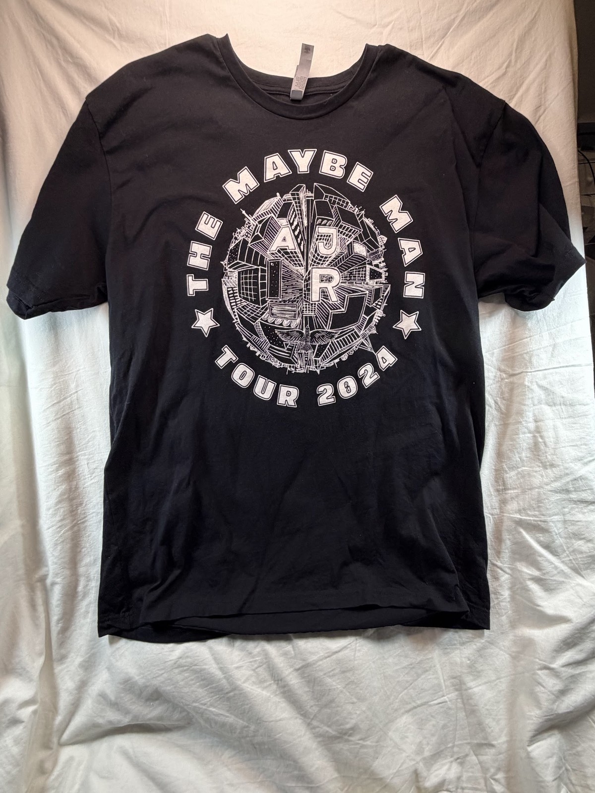 AJR The Maybe Man Tour 2024 Concert T Shirt XXL Black Graphic Band Tee EUC