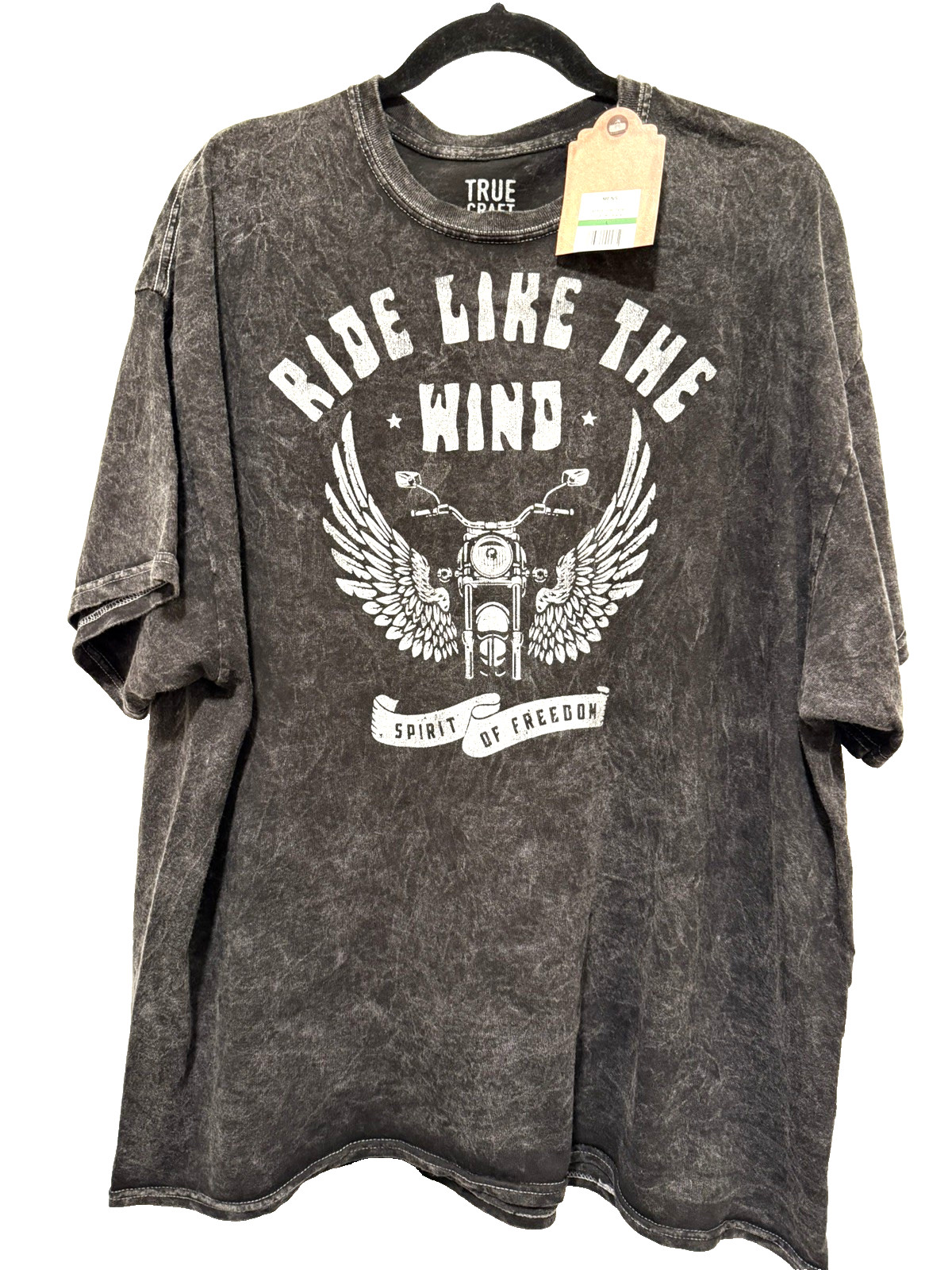 “True Craft” Men’s BK Washed t-shirt “Ride Like the Wind” Motorcycle Graph Large