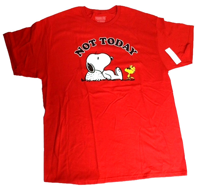 XL PEANUTS Snoopy “Not Today” Men’s Red ShortSleeve T-Shirt Free Shipping
