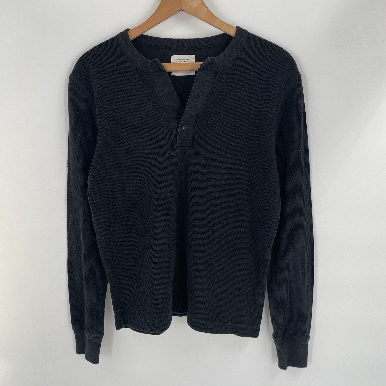 Buck Mason Vintage Thermal Henley Shirt in Black Mens Size XS – 100% Cotton