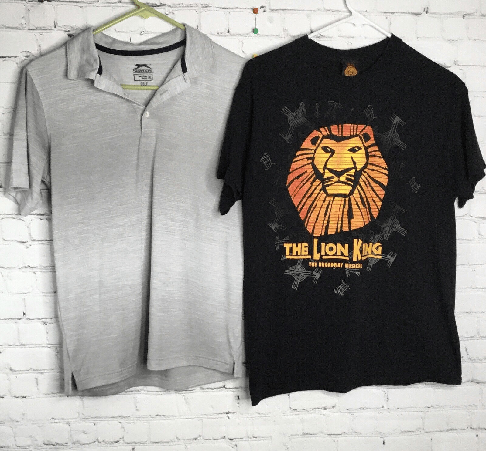 Slazenger Golf / Disney Lion King Men’s Lot Of 2 Gray/Black Polo/T Shirt Size XL