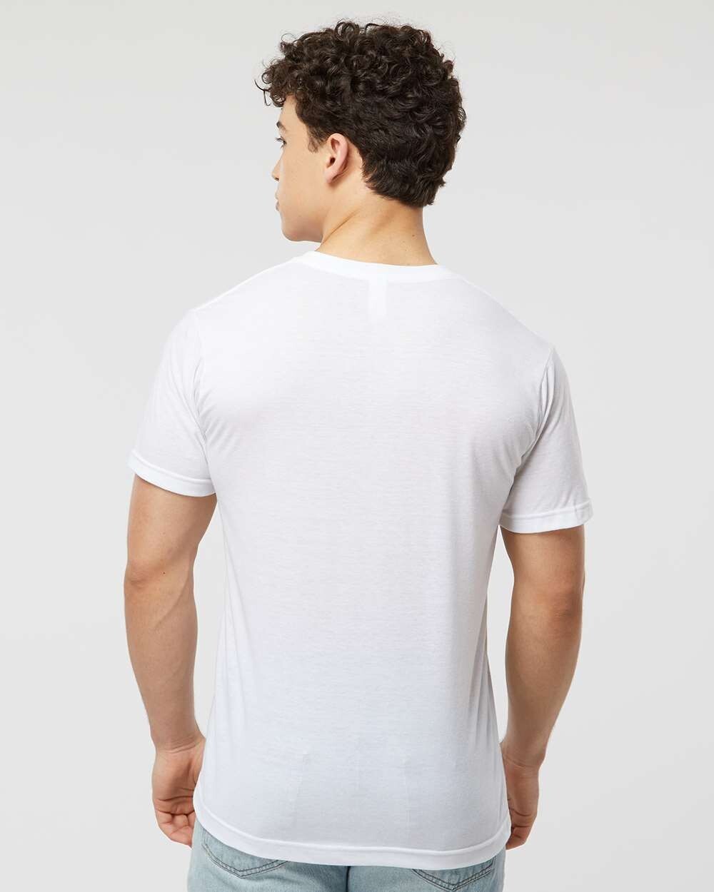 Tultex Men Short Sleeve Poly-Rich V-Neck T-Shirt 207 White Large
