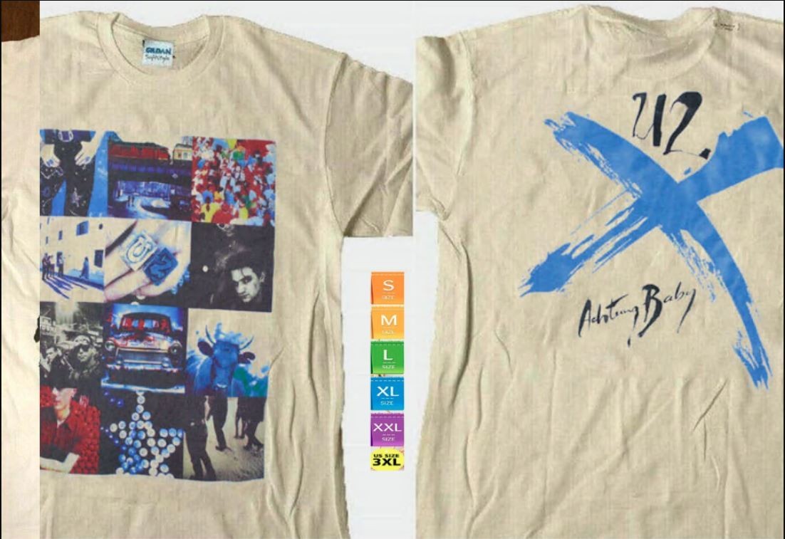 Tour U2 Tv Zoo Baby Achtung Vintage T-Shirt Band Concert size S-5XL unisex