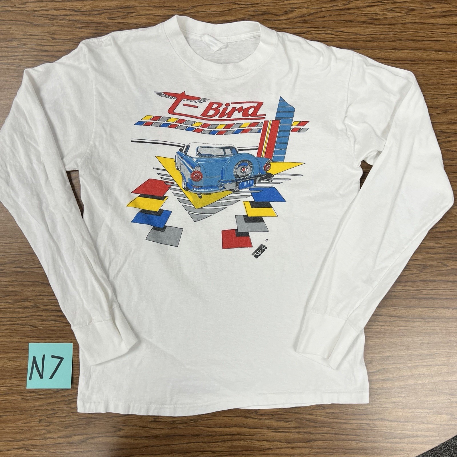 Vintage Men’s Medium Ford T-bird Thunder Long Sleeve Car Tee Shirt 80s 90s