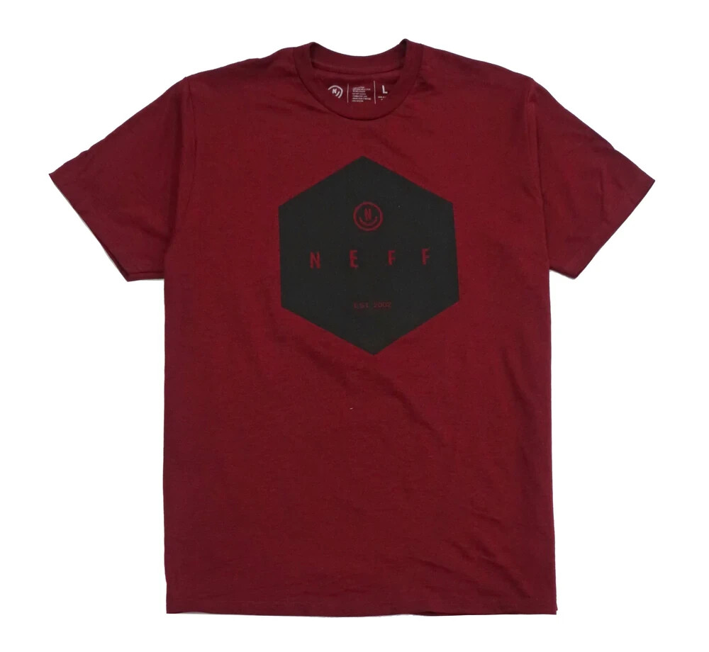NEFF Men’s Deep Burgundy Red Short Sleeve Logo T-Shirt NEW 2XL XXL