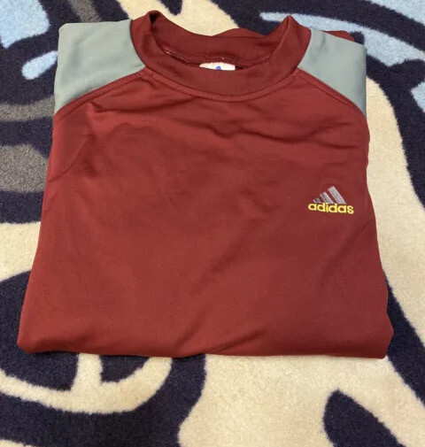 Adidas Casual Workout Gym Active Wear Top Maroon Gray Shirt Men’s Size Large