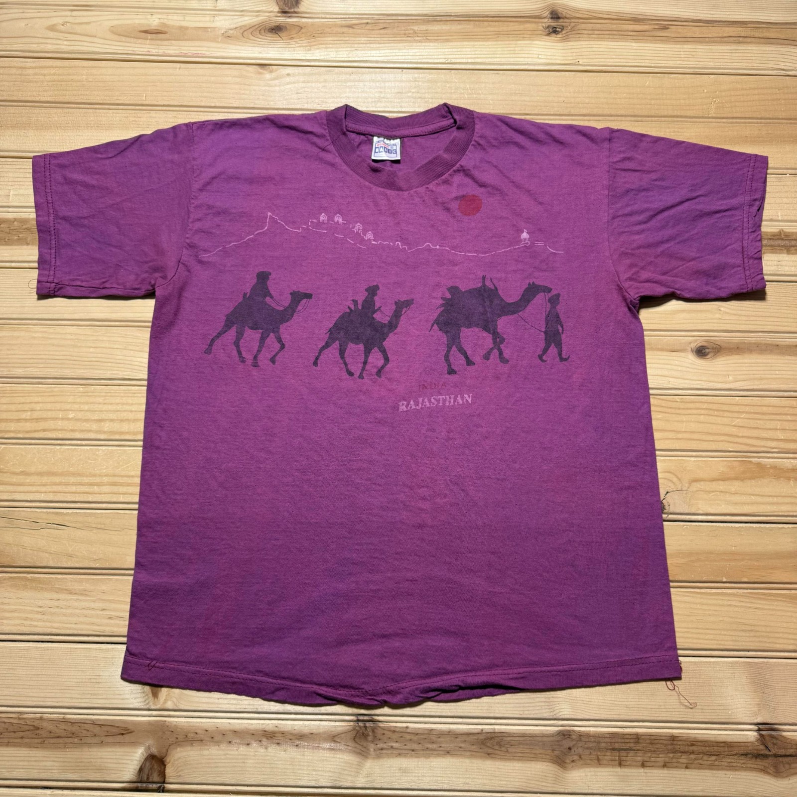 Vintage 80s 90s Rajasthan India Camel Thar Desert Tourist AOP Souvenir Shirt XL