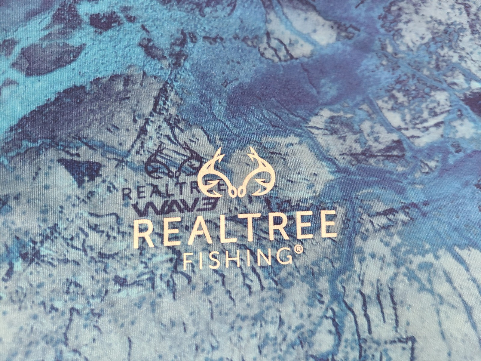 Realtree Fishing Shirt Mens 2XL Blue Aquatic Water All Over Print Sun Protection