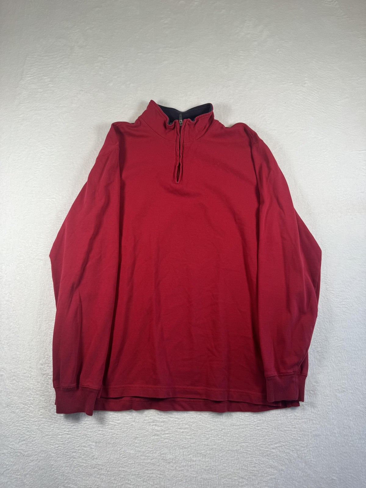 Lands’ End Shirt Mens Large Red Long Sleeve Mock Neck 1/2 Zip Casual Top