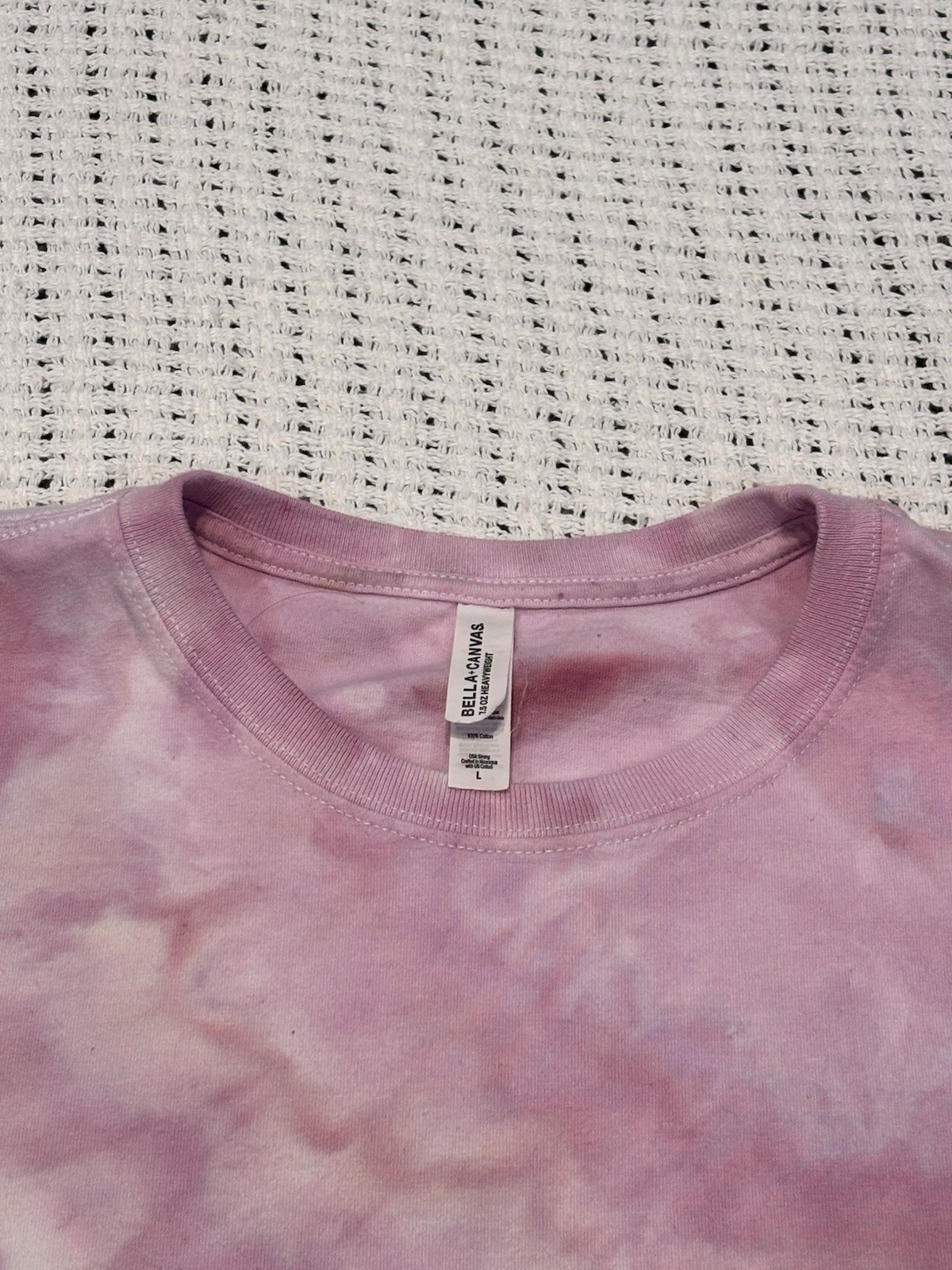 Pink Tie Dye Ice Dyed T Shirt Large Heavyweight Cotton Bella Canvas 7.5oz Tee