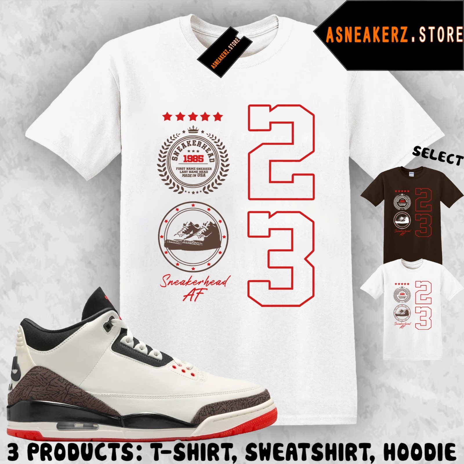 Tee Shirt Matching AJ 3 World’s Best Dad 2026 Match Sneaker Sneakerhead Emblem