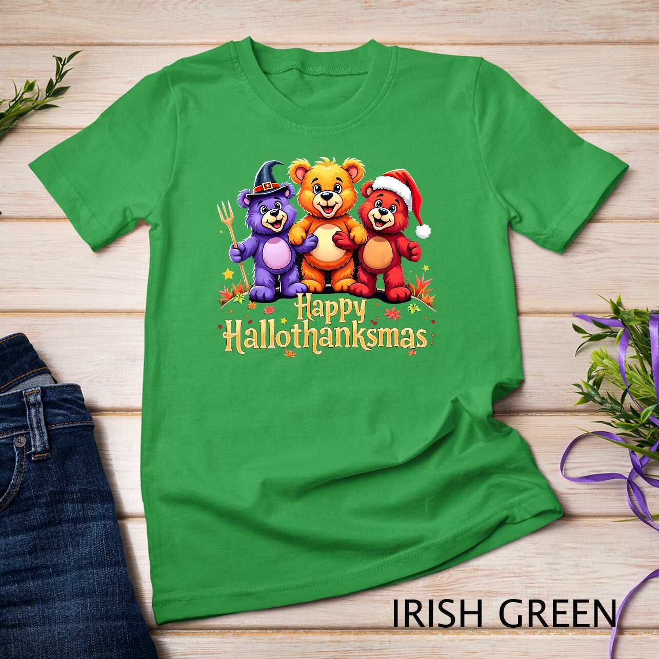 Hallothanksmas Bears Tee Halloween Thanksgiving Christmas T-Shirt Unisex T-shirt