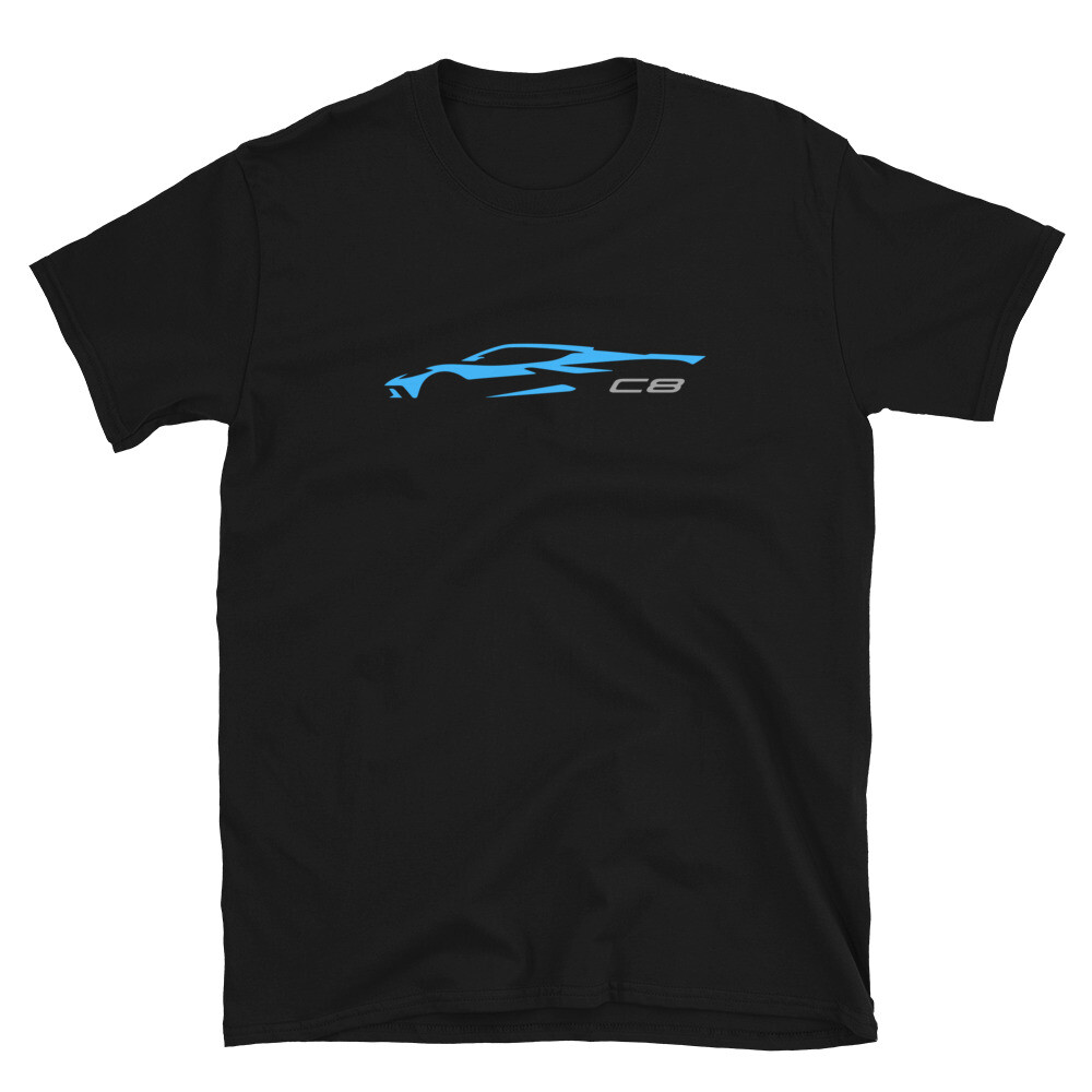 Softstyle T-Shirt For Chevrolet Corvette C8 Rapid Blue 2022-2023 Car Owners Gift