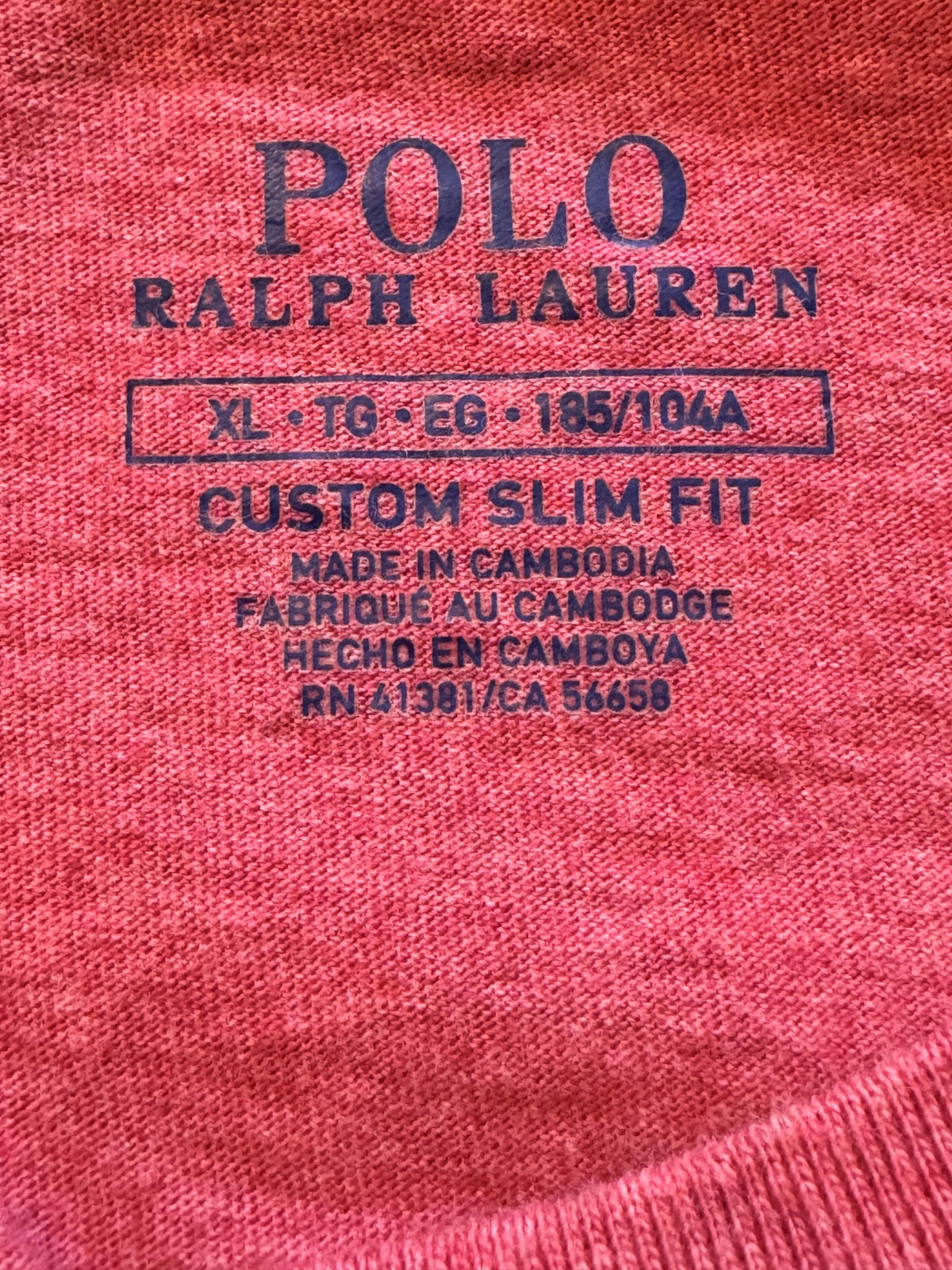 Polo Ralph Lauren Shirt Sz XL Red Slim Fit Pony Logo T Shirt Soft Preppy Classic