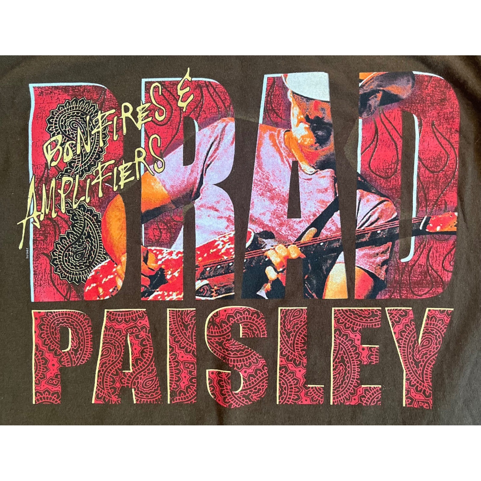 Vtg Brad Paisley Bonfires & Amplifiers 2007 Tour Shirt Mens Small Brown Concert