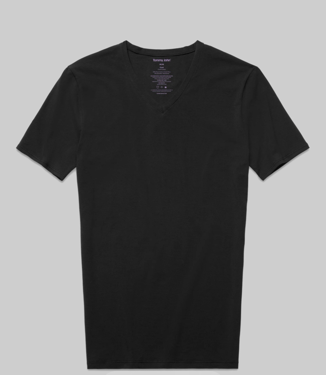 Tommy John Cool Cotton High V-neck Stay Tucked Undershirt Black Men’s Medium