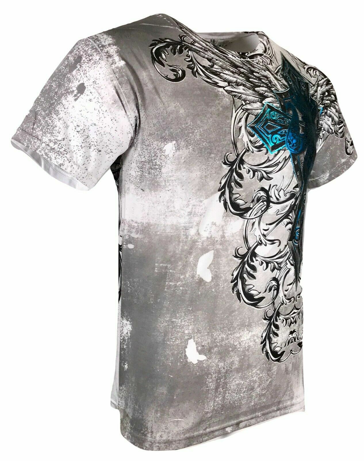 Xtreme Couture by Affliction Men’s T-Shirt BASTILE MASS White Biker S-5XL