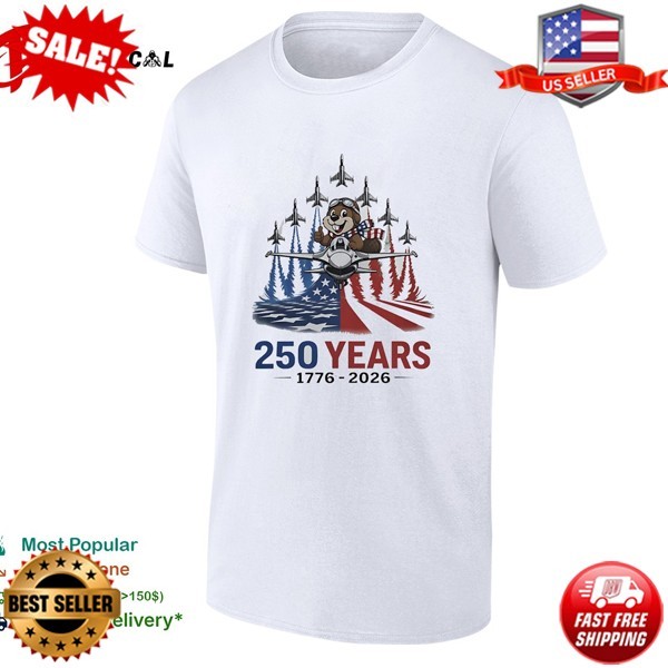 Buc Ees riding Fighter jet 250 Years America 1776 2026 Anniversary T-Shirt S-5XL
