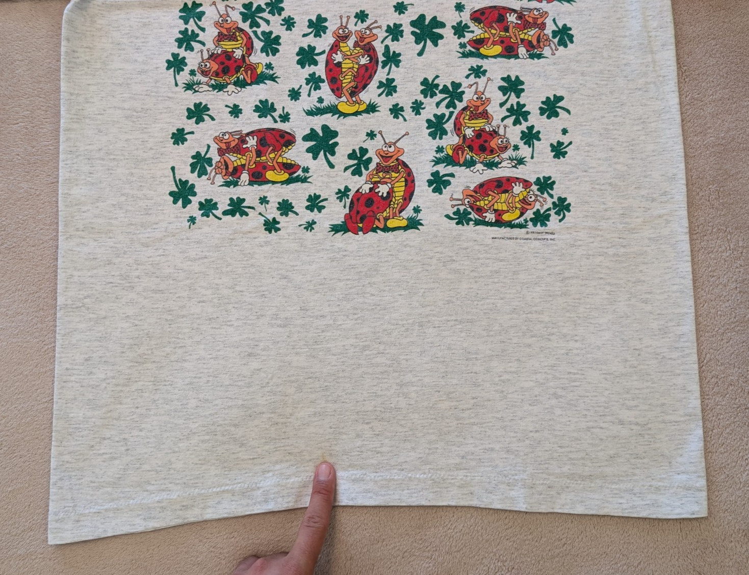 Vintage 1993 Risque Funny Ladybug Positions Four Leaf Clovers Shirt Coast Trends