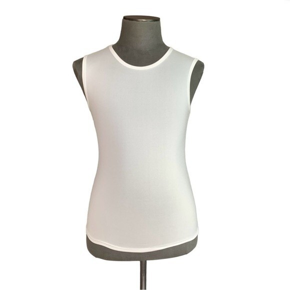 Mens White 100% Polyester Soft Stretch Solid Athletic Workout Tank Top Sz S NWOT