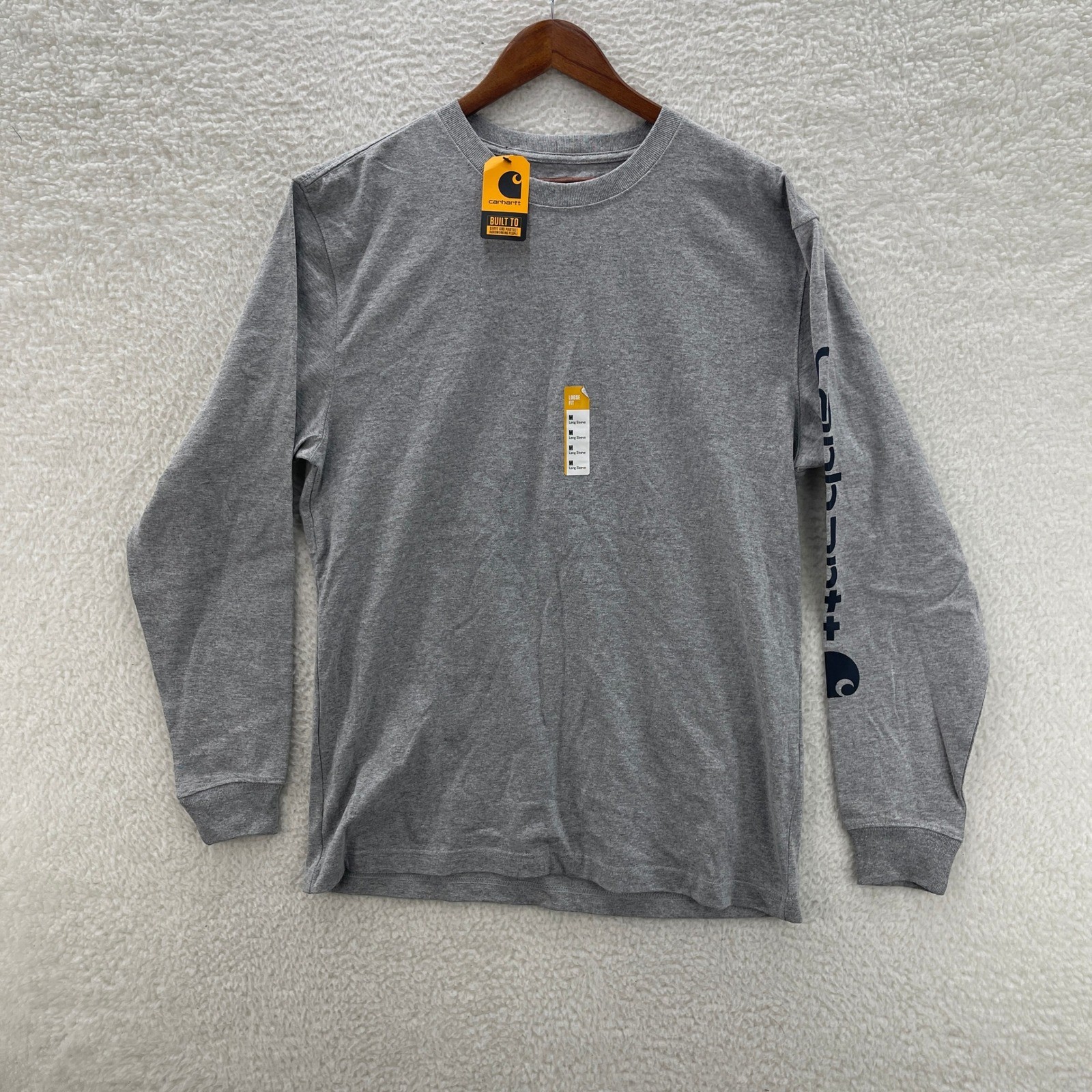 Carhartt Shirt Mens Medium Gray K231 Long Sleeve Logo Workwear Outdoor Classic