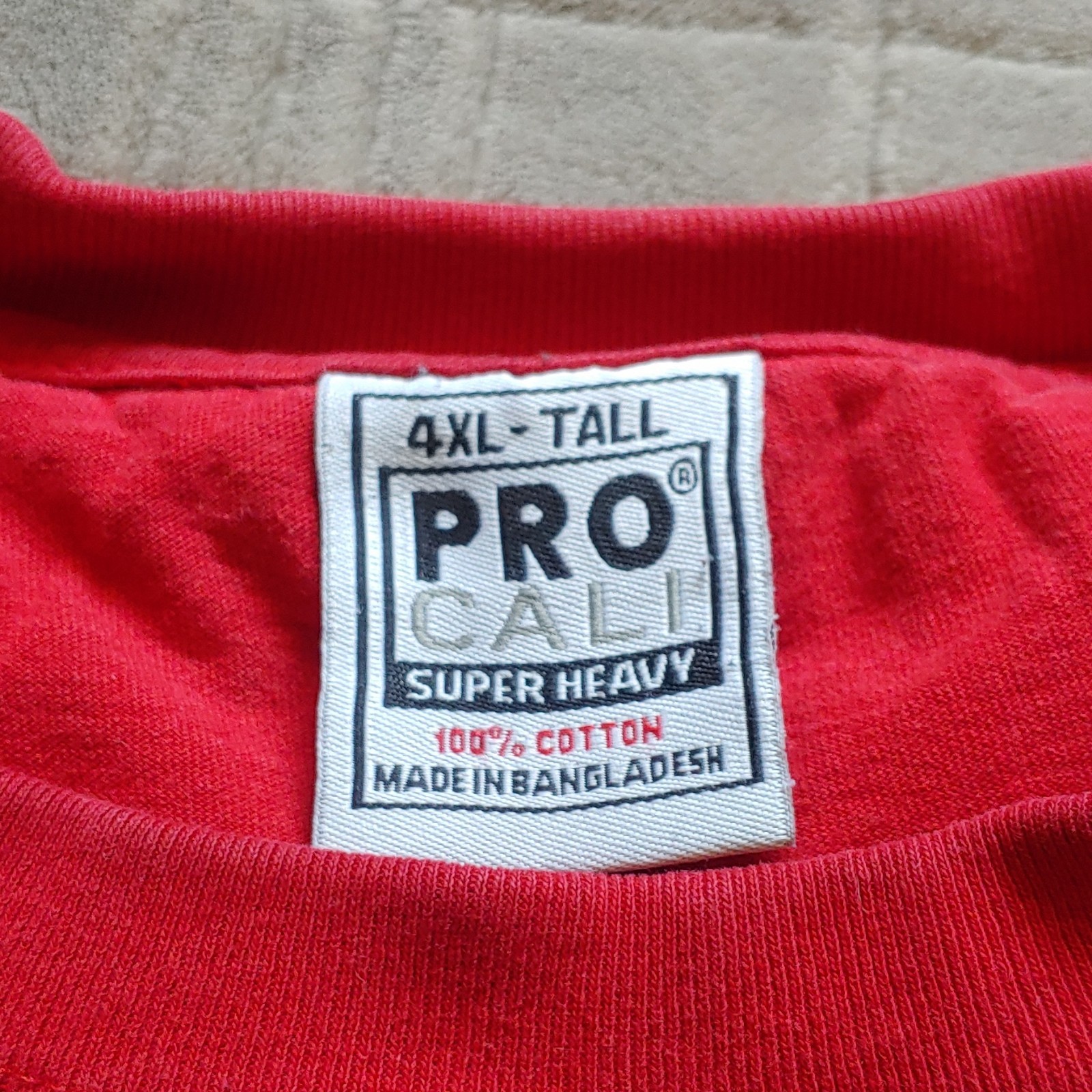 Pro Club Super Heavy Men’s Cotton Jersey Crew Neck T-Shirt Lot Red Gray 4XL