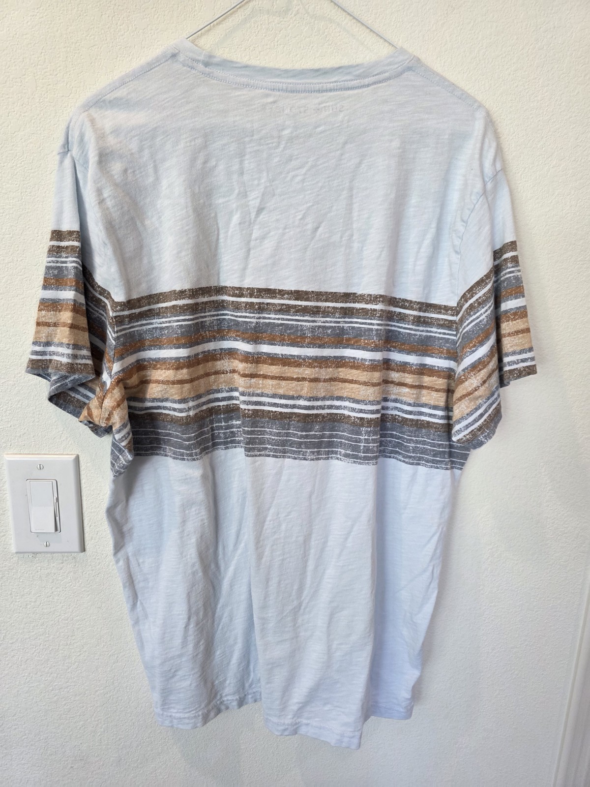 Sun And Stone Mens Rugged Stripe T Shirt Sz XL Gray Brown Surfercore Casual