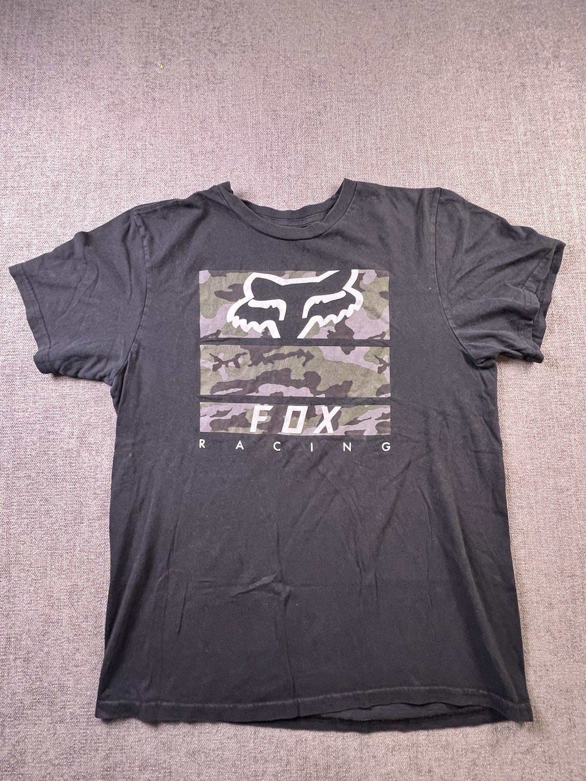 Fox Racing T Shirt Men’s Small Black Graphic Print Logo Casual Crew Neck