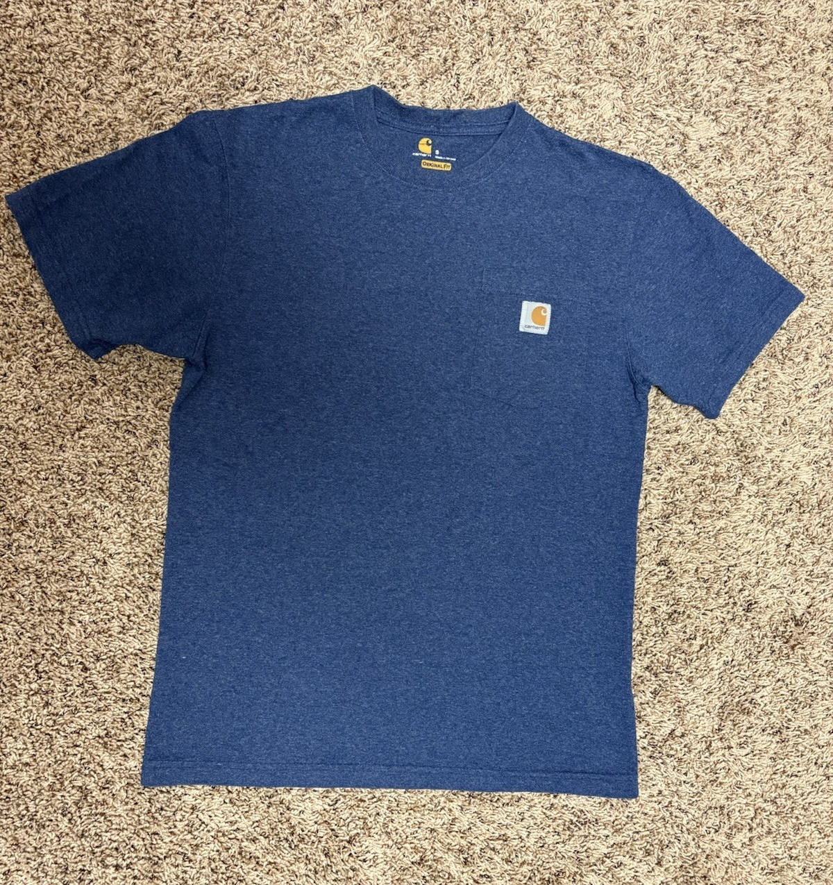 Carhartt K87 Men’s S Blue Pocket Tee Crew Neck Short Sleeve Regular Fit
