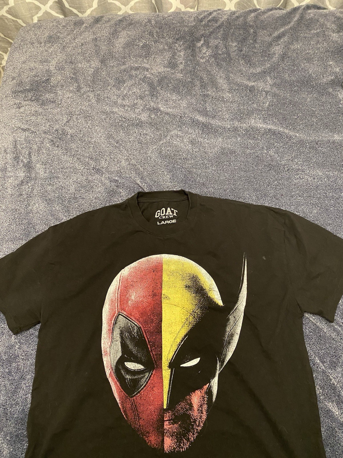 Wolverine and Deadpool Marvel T-Shirt Size L Color Black GOAT Crew Graphic Tee