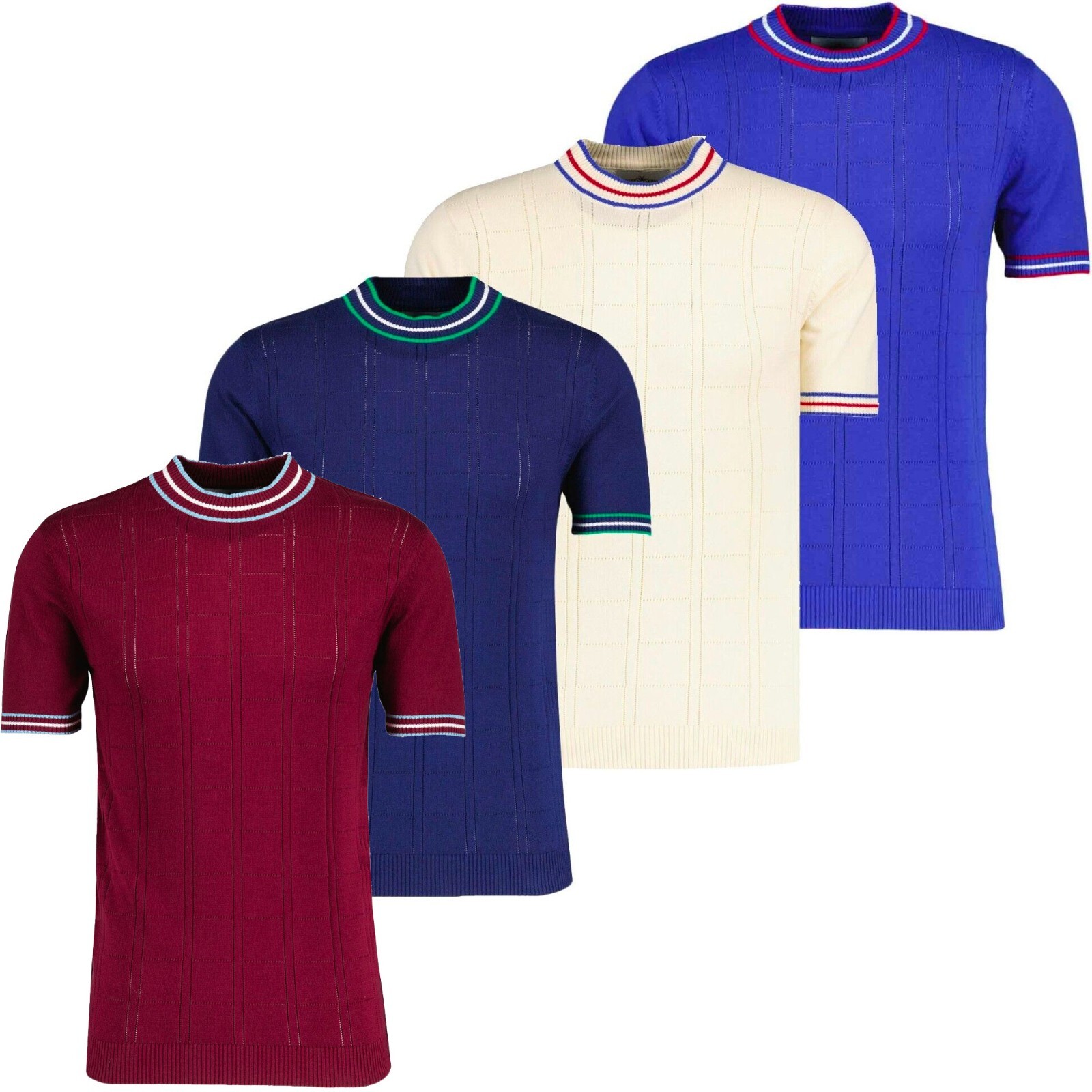 NEW MADCAP MOD RETRO 60s SHORT SLEEVE Pointelle Turtleneck Jumper MC1041 Wilson