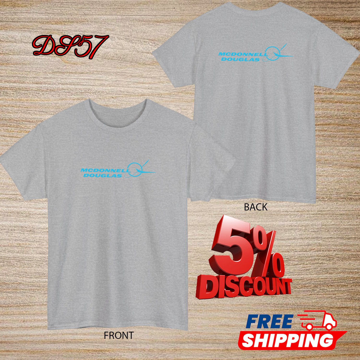 McDonnell Douglas Aircraft Logo Black/Navy/Grey/ White/Red/Blue T-Shirt S-5XL