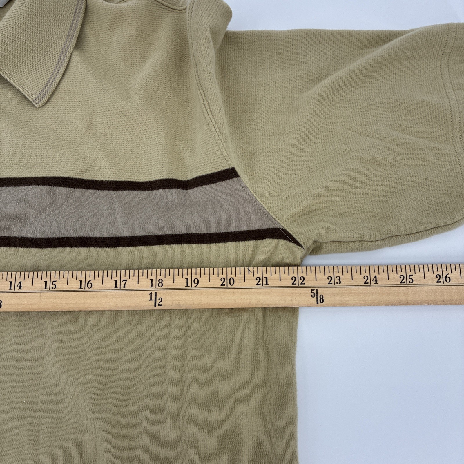 Vintage Quiksilver Polo Shirt Men Medium Beige Striped Ribbed Edition Surf Y2K