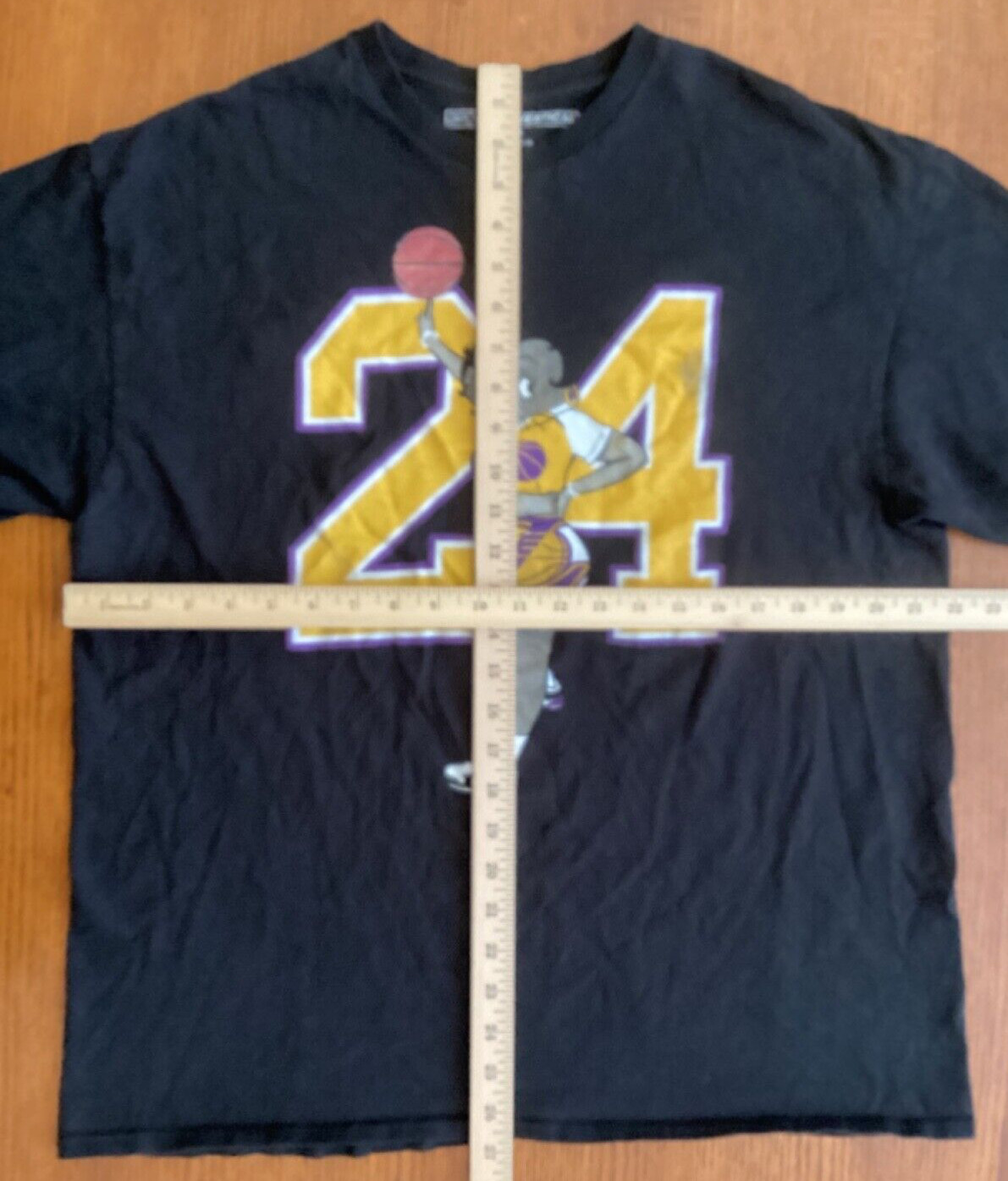 Brooklyn Vertical Betty Boop Sporting #24 Purple & Gold Black T Shirt size L