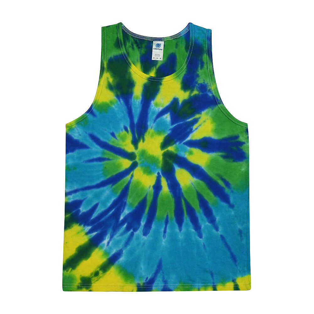 Multi-Color Tie Dye Tank Tops Sleeveless T-Shirts Adult XXL, 100% Cotton
