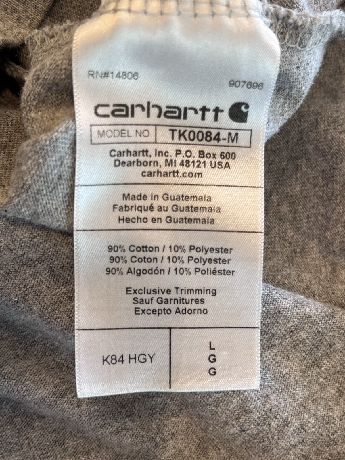 Carhartt Henley T Shirt Pocket Tee Mens Large Loose Fit Short Sleeve Gray K84