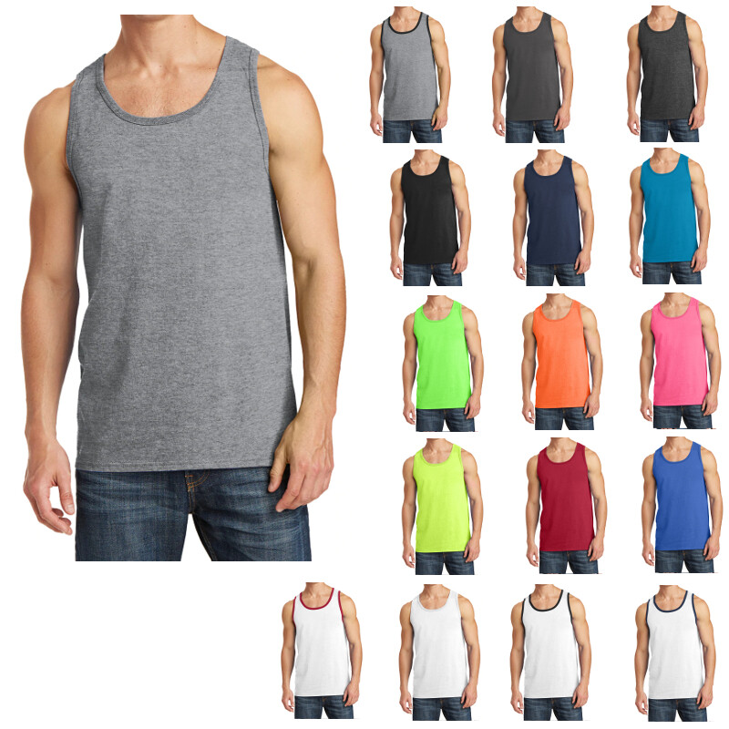 Mens Solid Cotton Tank Top Sleeveless Tee Shirt for Sports, Gym, Fitness, Beach