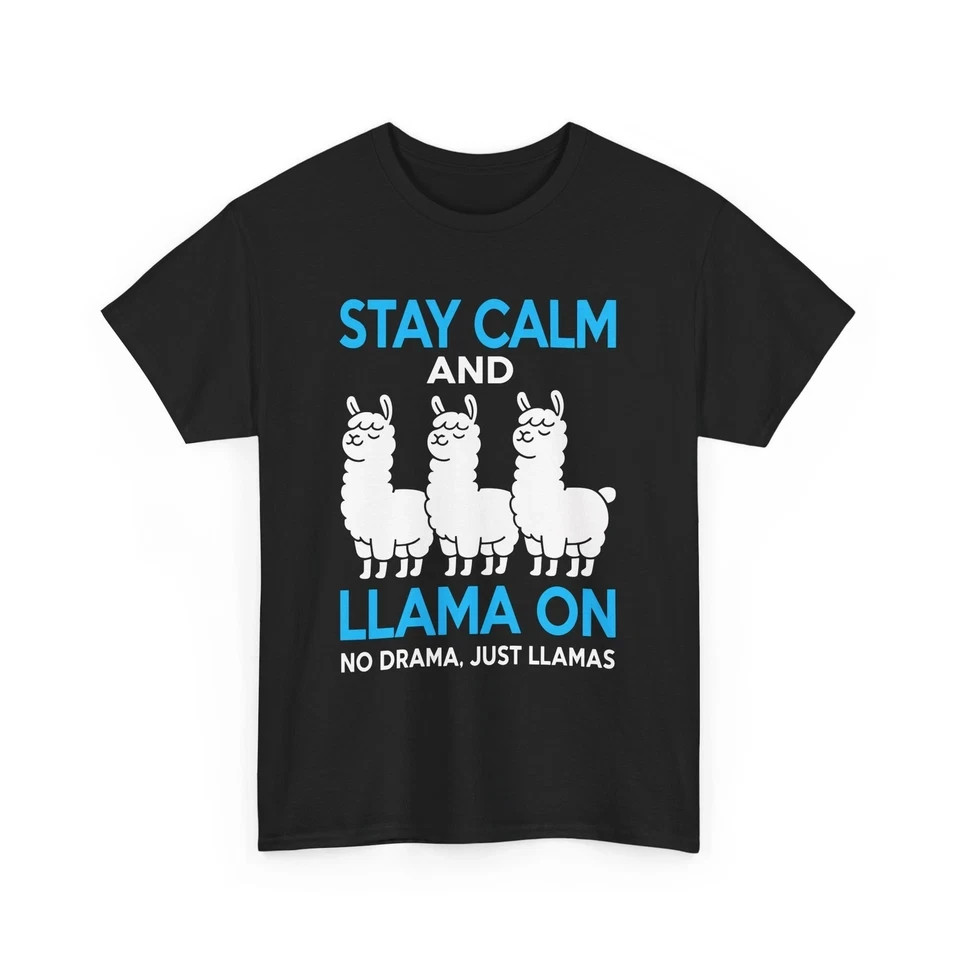 Stay Calm Llama On T-Shirt Cute Animal Lover Tee Funny Shirt