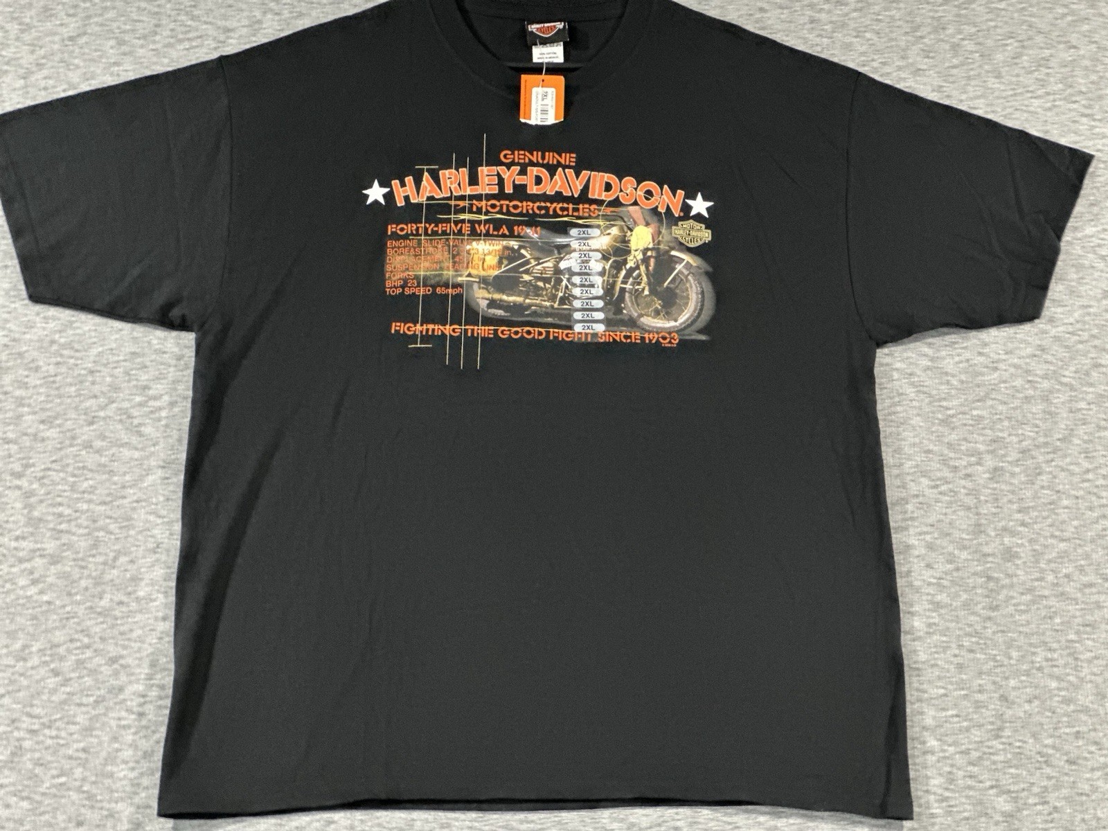 Harley Davidson 1941 WLA Mid America Shirt 2XL Black NWT 2008