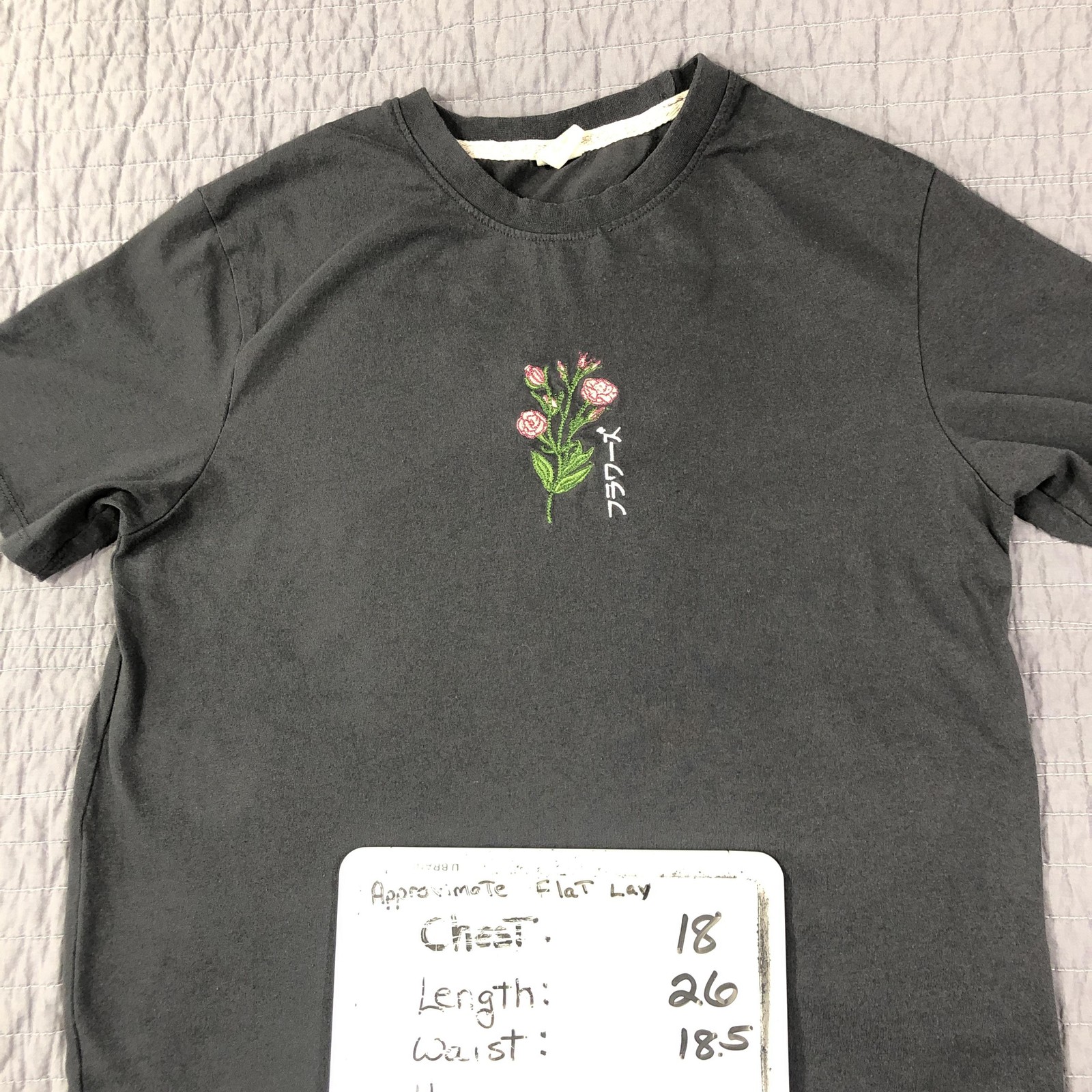 Recycled Threads Shirt Men Small Gray Floral Botanica Embroidered Graphic Tee