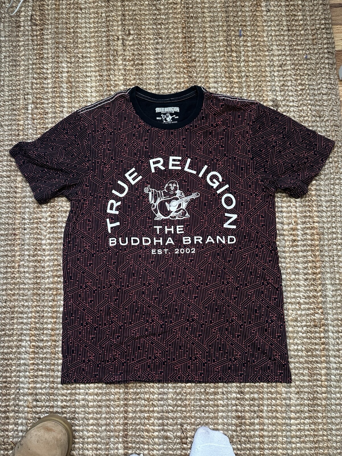 TRUE RELIGION Black Red BUDDHA Short Sleeve Designer T-shirt