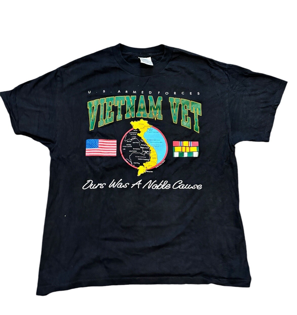 Vintage 1992 US Armed Forces Vietnam Vet Graphic Talking Tops T-Shirt USA Large