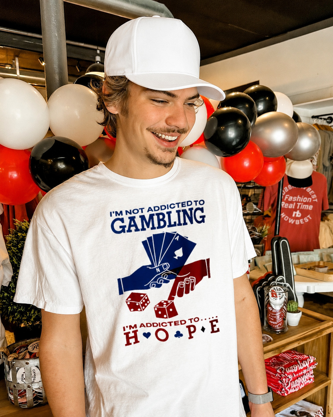I’m Not Addicted To Gambling I’m Addicted To Hope Funny Poker Gambling T-Shirt
