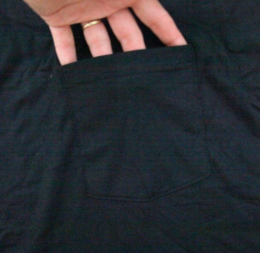 Medium Unbranded Black Short Sleeve Cotton Poly Blend Pocket Tee T-Shirt Top H37