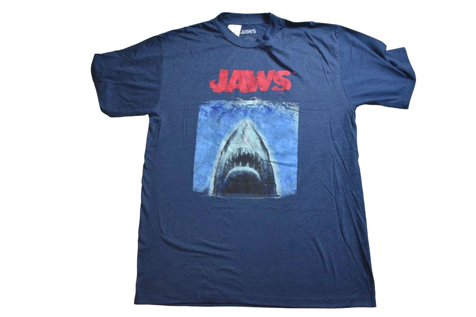 JAWS Mens Big & Tall Jaws Shark Terror Movie Navy Heather Tee Shirt New LT