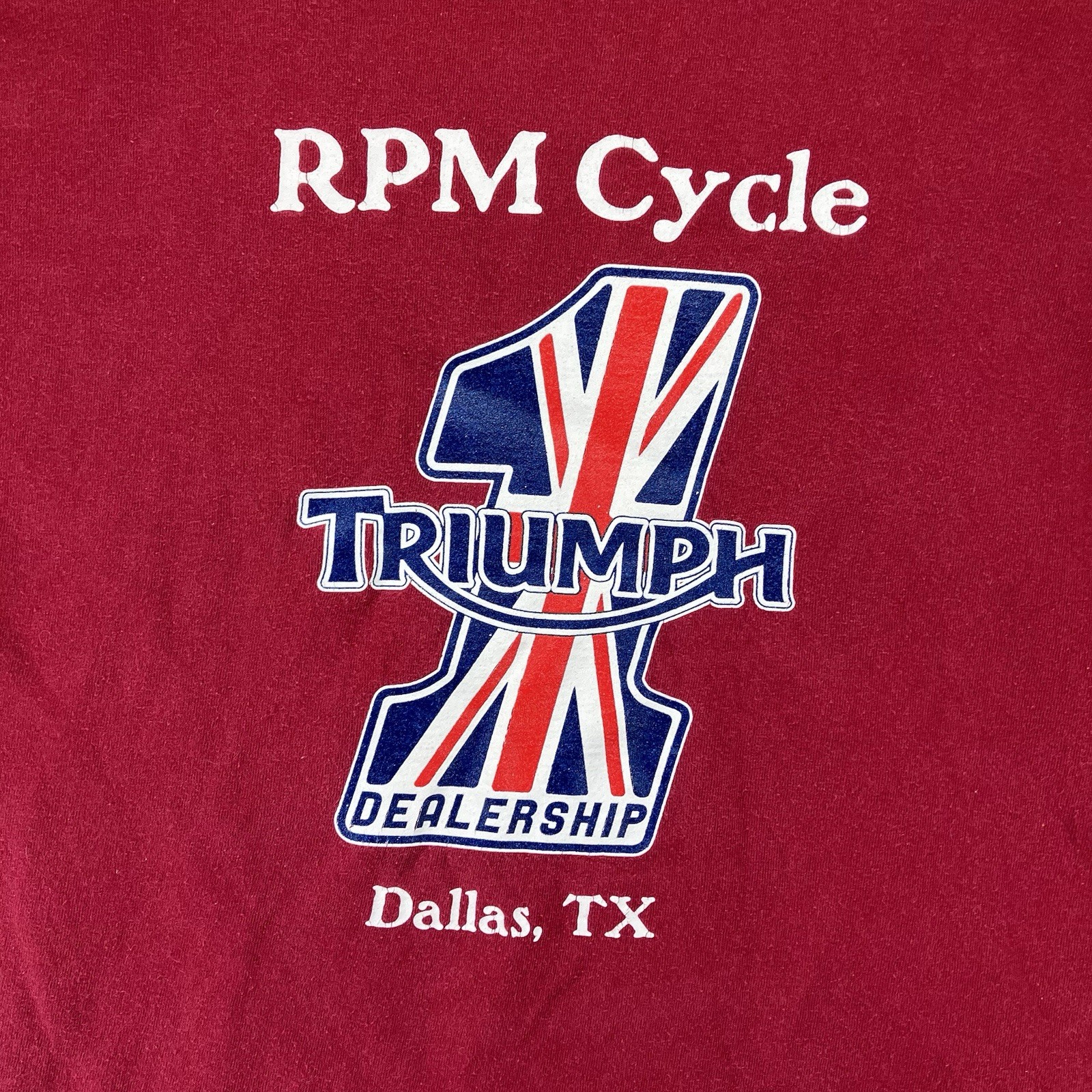 VTG 90s Triumph Motorcycles MENS LARGE Burgundy Spellout Dallas Texas RPM *wear*