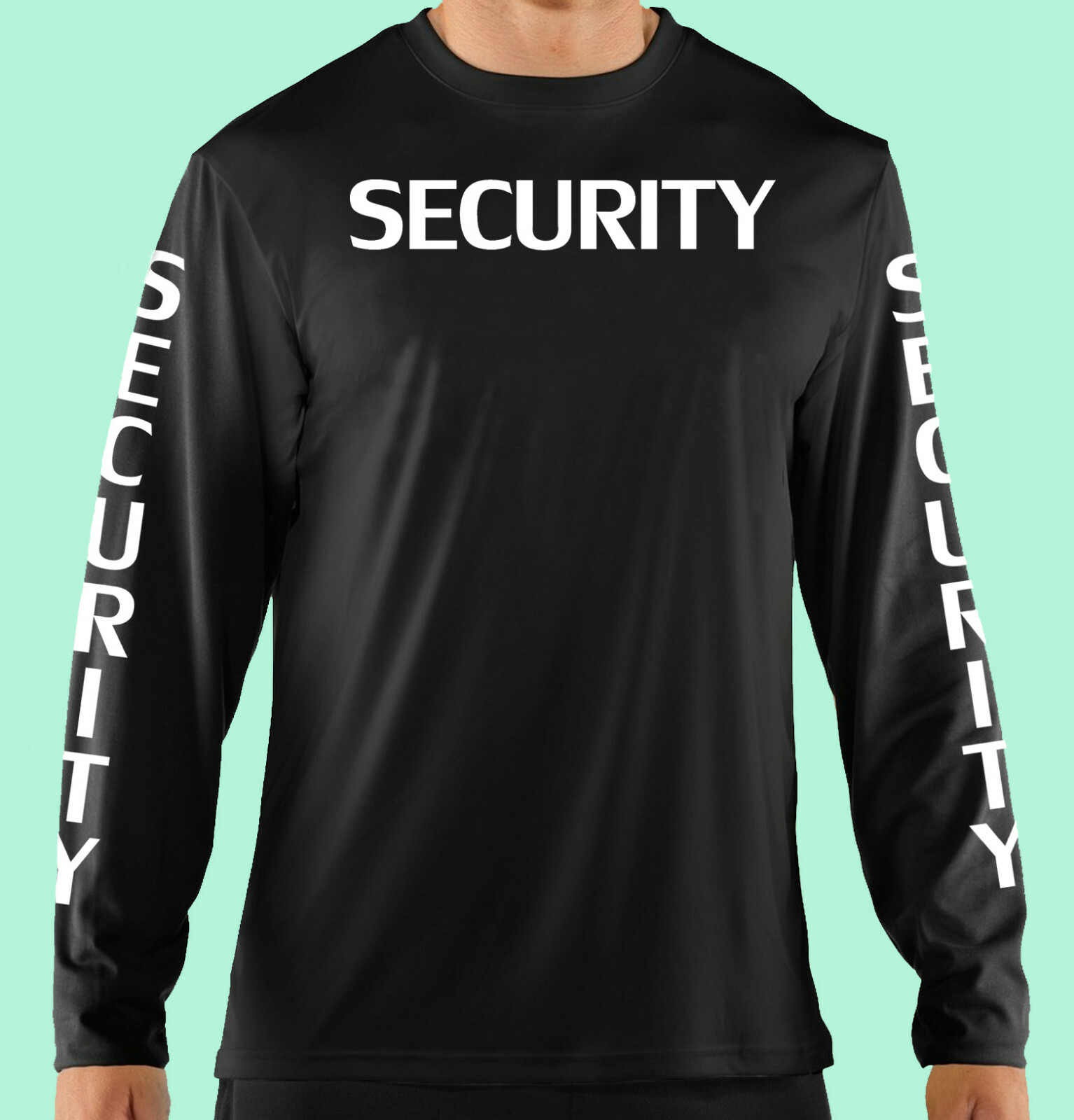 T-Shirt, Long Sleeve, Business Professional, Security, Sleeve Print, Cotton