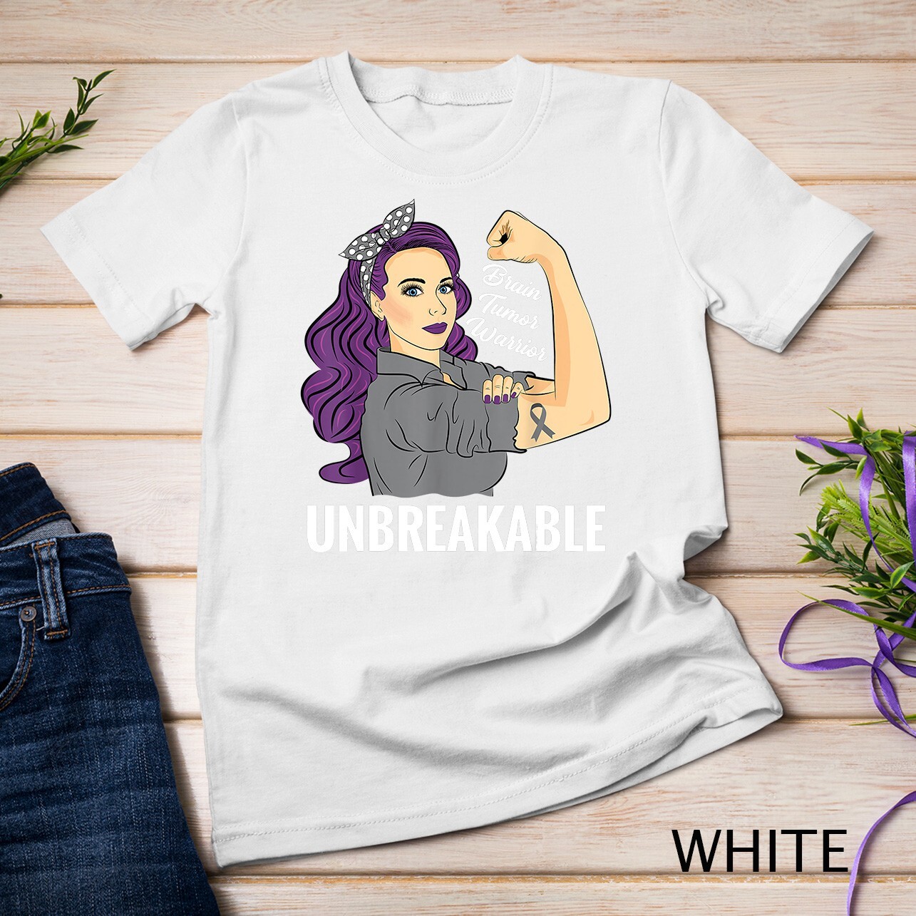 Brain Tumor Awareness Warrior Unbreakable Survivor Unisex T-shirt