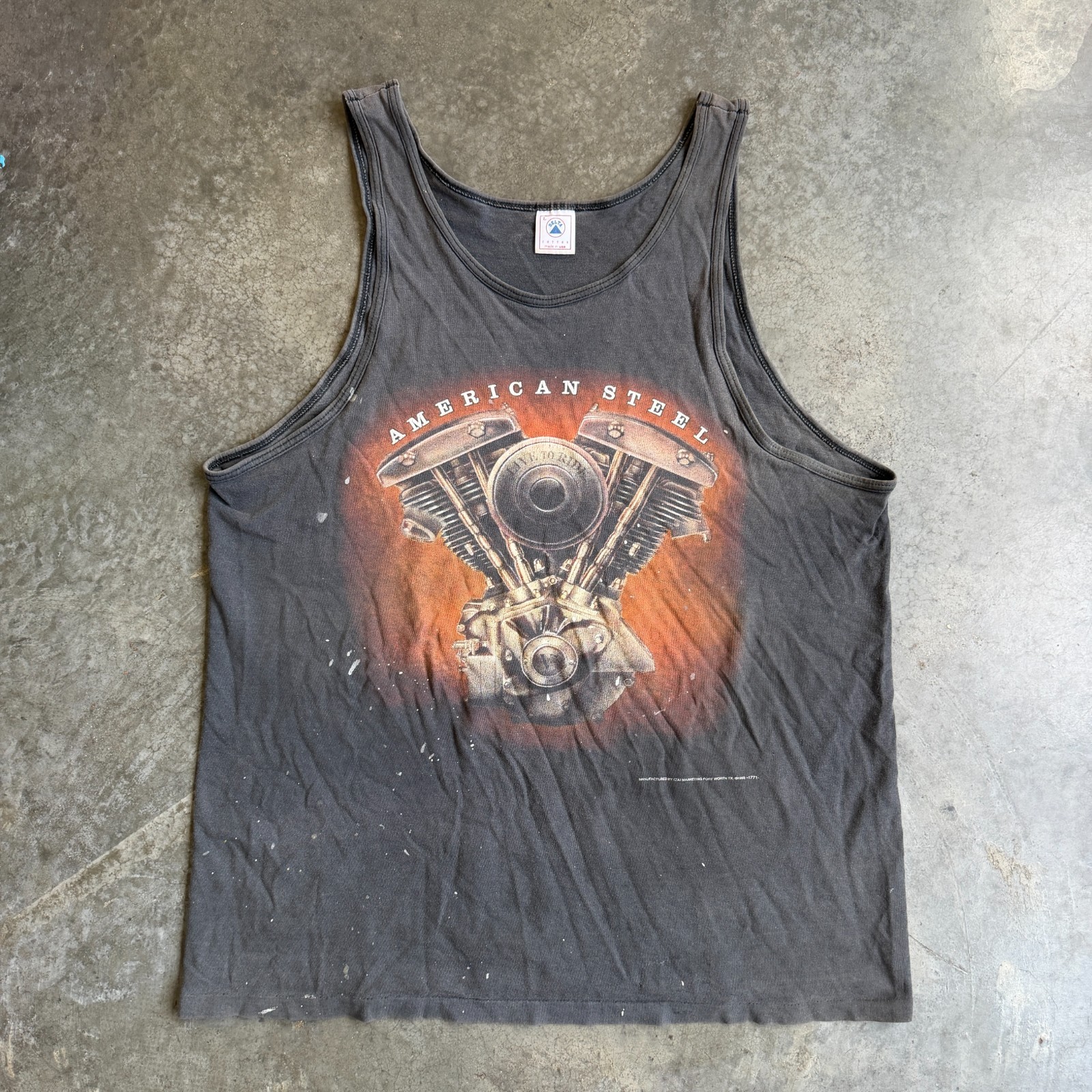 Vintage Harley Davidson Tank Top 3D Emblem Biker Rare Distressed Faded Mens L