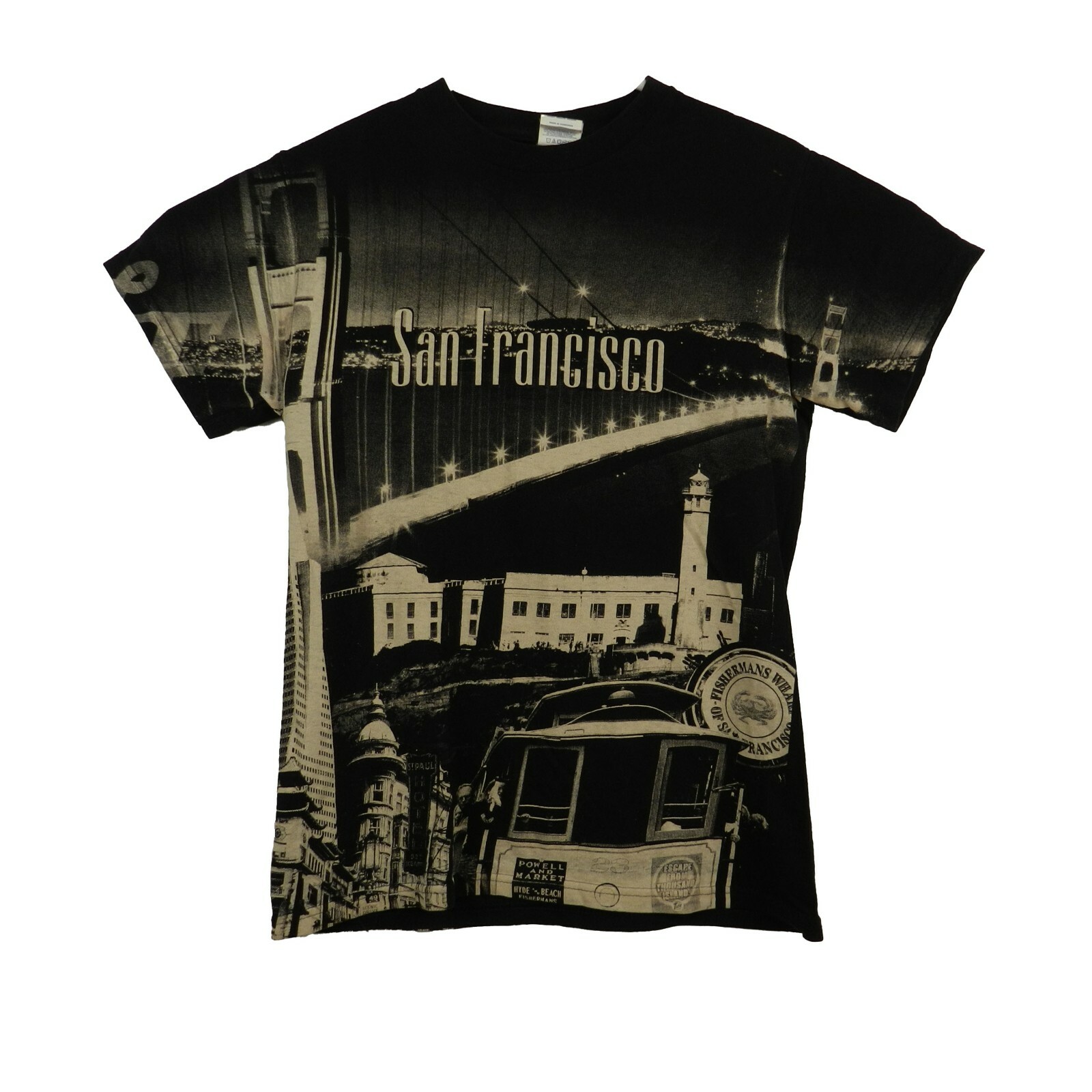 Delta San Francisco Golden Gate Fisherman’s Warf Black Graphic Men’s T-Shirt S